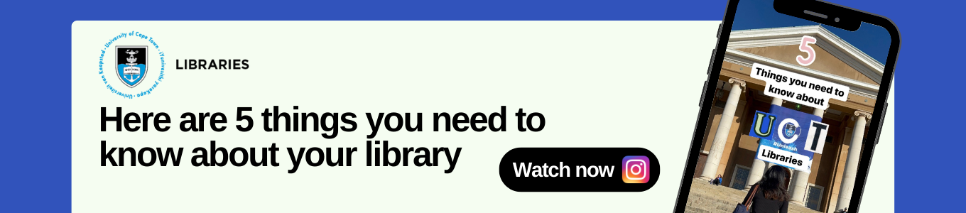 banner with text reads 5 things you need to know about your library with an Instagram watch now button